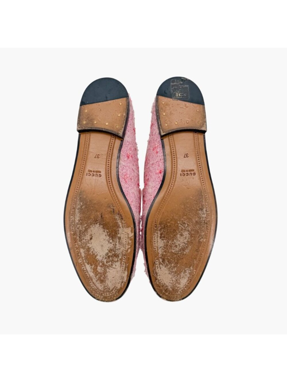 Gucci Jordaan Light Pink Tweed Horsebit Loafers Size 37 US 7 Women's Flats - Picture 12 of 15